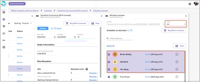 Allocate Licenses